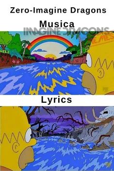 the simpsons characters are in front of a rainbow - colored background with text that reads harry potter