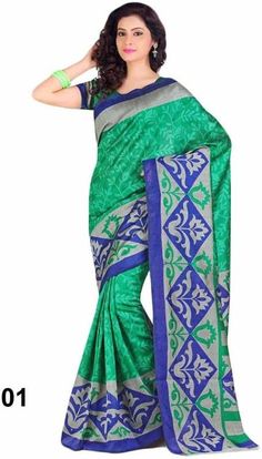 Vandv Shop Printed Bhagalpuri Handloom Poly Silk Saree(Green) Blouse Fabric Aesthetic Dress, Net Saree, Art Silk Sarees, Self Design, Chiffon Saree, Bollywood Saree, Printed Sarees