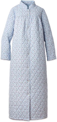 This hefty quilted robe was made with cold mornings and nights in mind. That's because the thick 100% cotton flannel not only warms you to the core, but the floral prints remind you of warmer days to come. And with a full snap front and silky-soft lining that allows you to slip in and out of the robe with ease, you'll wonder how you ever got through those frigid winters without it. Extra roomy fit. Easy snap front and pretty mandarin collarSide-seam pockets100% cotton flannel outer shell100% pol Winter Cotton Sleep Robe, Winter Sleep Robe In Cotton, Winter Sleep Cotton Robe, Cozy Winter Robe For Daywear, Flannel Robe, Flannel Bedding, Vermont Country Store, Shearling Slippers, Country Store