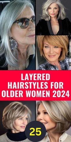 Discover 2024's top 25 layered hairstyles for older women. Embrace elegance with our curated styles, perfect for enhancing fine hair and flattering over 50 faces. From sophisticated pixies to lush waves, find your inspiration in our comprehensive guide to modern, graceful cuts. Stay trendy and celebrate your silver strands with confidence! #bobhairstyleideas