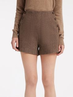 Brown Washable Wool Women Shorts Retro Shorts Brown, Classic Short Wool Bottoms, Elegant Brown Shorts For Workwear, Beige Short Winter Bottoms, Beige Winter Shorts, Beige Short Bottoms For Winter, Beige Wool Bottoms For Spring, Spring Wool Beige Bottoms, Spring Beige Wool Bottoms