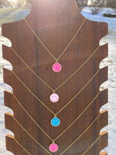 Hey everyone! Please enjoy this handcrafted enamel smiley face pendant necklace. A variety of colors are available. Smiley Face Necklace, Morristown Nj, Face Pendant, Face Necklace, Charm Necklaces, Work Party, Smiley Face, Smiley, Charm Necklace