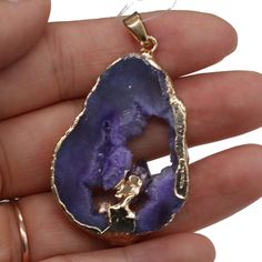 PRICES MAY VARY. Material:Natural irregular gold bezeled druzy crystal agate stone pendnats,raw slice,crystal in middle. Size:These geode druzy agate are 30x40-35x45mm,2 pieces. Function:Perfect for necklace,bracelet,ankle,art design,beading work,fits both women and men ,a good gift for crystal collection, Christmas,Birthday,New Year and celebration. Note: Natural stone from the depths of the earth, each one is unique, color, size can not be completely consistent as pictures. Feature:Agates attr Charms For Jewelry Making, Druzy Crystal, Crystal Geode, Jewelry Making Charms, Druzy Agate, Rock Crafts, Crystal Collection, Agate Pendant, Agate Stone