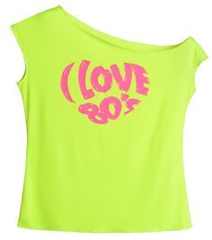 PRICES MAY VARY. Made of 95% polyester, 5% spandex, stretchy, neon colors style 1980's culture inspired, off the shoulder design Great for 1980's themed party, 1980's fashion outfit This JustinCostume women's 1980's off the shoulder neon colors t shirt is suitable for ladies, great for 1980's fancy dress party.