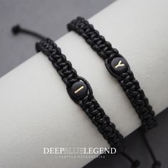 This is a listing for 2 braided bracelets with each 1 black initial bead with gold coloured writing, one for her and one for him and in the colour of your choice. These bracelets are made based on macrame techniques. - 100% handmade in France - the bracelet will wrap once around your wrist and makes for a nice subtle accessory bringing out the outdoor and adventurous person in you. - these bracelets make a great gift for any couple, the bracelets come in a fabric gift bag ready to be offered as Macrame Techniques, Initial Bracelets, Bracelets For Couples, Fabric Gift Bag, Knotted Bracelet, Bracelet Initial, Bracelet Knots, Couple Bracelets, Sliding Knot