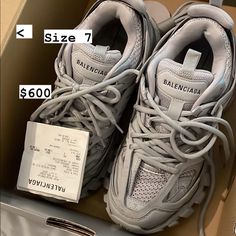 Gray Colored . Designer Gray Lace-up Sneakers, Designer Gray Sneakers With Round Toe, Balenciaga Tracks, Balenciaga Triple S White, Balenciaga Sandals, Pink Balenciaga, Balenciaga Runners, White Balenciaga, Shoes Balenciaga