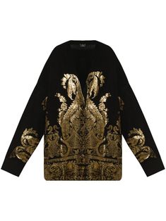 black/gold-tone wool knitted construction foiled finish front button fastening V-neck graphic print to the front long sleeves straight hem Drop Shoulder Cardigan, Wardrobe Edit, Yoko London, Cardigan Black, Exclusive Fashion, Knitwear Cardigan, Ski Wear, Custom Dresses, Lady Dior