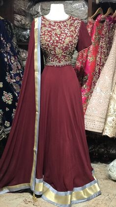 Maroon bridesmaid anarkali with zardosi & stone work Anarkali stitching is included! Final fittings/alterations not included. Fabric - Georgette This outfit can be customized in multiple colors and specific to client measurements. 90 days of production time is required and are for bulk orders only! Orders are processed in store only! Minimum Order Quantity- 4 pieces Elegant Churidar With Dori Work For Reception, Floor-length Anarkali Churidar With Zari Work, Unstitched Floor-length Anarkali Set With Dori Work, Anarkali Choli With Zari Work, Maxi Length, Bollywood Style Floor-length Churidar With Dori Work, Reception Anarkali Set With Dori Work In Georgette, Anarkali Floor-length Churidar With Zari Work, Reception Georgette Anarkali Set With Dori Work, Designer Floor-length Anarkali Set With Zari Work