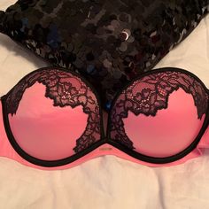 Dark Pink And Black Vs Strapless Bra, Never Worn (Although No Longer Have The Straps). Size 34c. Black Detailing And Piping. Perfect For Valentine’s Day In A Few Weeks! Pink Strapless Bra With Padded Cups, Strapless Party Bra With Padded Cups, Strapless Partially Lined Bra For Parties, Pink Stretch Bra For Night Out, Victoria's Secret Strapless Bra With Built-in Support, Pink Strapless Bra, Strapless Bra, Pink And Black, Dark Pink