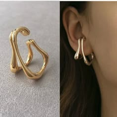 Ear Cuff Earings, Girl Jewelry, Cheap Jewelry, Diy Schmuck, Metal Earrings, Cuff Earrings, Gold Fashion, Ear Jewelry