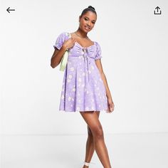 Brand New Baby Doll Purple Dress. Ordered 2 By Mistake. Size 10. Off The Shoulder Purple Baby Doll Dress, Cute Purple Mini Dress, Cute Purple Floral Print Mini Dress, Cute Purple Floral Mini Dress, Purple Short Sleeve Summer Mini Dress, Asos Petite, Purple Baby, Dress Order, Graduation Ideas