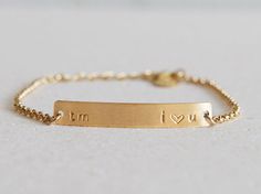 Gold Bar Bracelet /Nameplate Bracelet/Personalized Bracelet/Gold Chain/ Initials/Gold Fill/Wedding Gift/Bridesmaid Gift/Gift for Wife/B153G by LEILAjewelryshop Wedding Bracelets With Adjustable Chain For Valentine's Day, Adjustable Chain Bracelet For Wedding And Valentine's Day, Engraved Rose Gold Bracelets For Wedding, Personalized Chain Bracelet For Wedding On Mother's Day, Adjustable Gold Bracelet For Wedding, Gold Bracelet With Adjustable Chain For Wedding, Adjustable Chain Bracelet For Wedding On Valentine's Day, Personalized Minimalist Gold Bracelet For Wedding, Gold Name Bracelet For Wedding