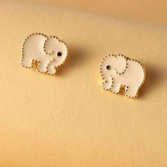 Dainty Light Pink And Gold Elephant Earrings Material:Alloy Light Blue Gemstone, Dinosaur Earrings, Betsey Johnson Earrings, Elephant Earrings, Gold Elephant, Glass Drop Earrings, Jewelry Dainty, Gemstone Stud Earrings, Cz Stud Earrings