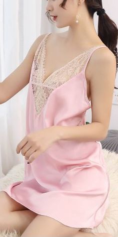 $24.90 - Sexy Light Pink Lace Short Nightgown Mini Length in satin silk. This luxury nightwear nightie will make your irresistible. Romantic seductive aesthetic nightdress for elegant ladies and luxurious women.  Follow us for more sleepwear ideas. Sleeveless Lace Nightgown For Pajama Party, Elegant Lace Trim Nightgown For Pajama Party, Pink Sleepwear With Spaghetti Straps For Wedding Night, Pink Camisole Nightgown For Wedding Night, Pink Spaghetti Strap Sleepwear For Wedding Night, Sleeveless Lace Sleepwear For Night Out, Pink Sleeveless Camisole For Wedding Night, Pink Spaghetti Strap Chemise For Wedding Night, Pink Lace Nightgown For Summer