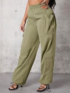 Elevate your casual style with these Solid Color Flap Pocket Drawstring Hem Cargo Pants. Crafted from high-quality woven fabric, they offer a regular fit and a flattering high waistline. The drawstring hem adds a touch of versatility to these long-length pants. Details: Style: Casual Pattern Type: Plain Type: Cargo Pants Waist Line: High Waist Length: Long Fit Type: Regular Fit Fabric: Non-Stretch Material: Woven Fabric Composition: 100% Polyester Care Instructions: Machine wash or professional Casual Cargo Pants With Paperbag Waist, Casual Bottoms With Cargo Pockets And Paperbag Waist, Utility Paperbag Waist Bottoms With Pockets, Cotton Cargo Pants With Paperbag Waist, High Waist Solid Color Sweatpants With Drawstring, High Waist Sweatpants With Drawstring, High-waist Sweatpants With Drawstring, Spring Cargo Pants With Paperbag Waist And Pockets, Spring Cargo Pants With Paperbag Waist