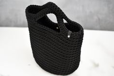 Black Crochet Tote Bag, Scandinavian Style, Crochet purse, Gift for woman Stylish, roomy, soft and cosy crochet bag for those who love comfortable things! Classical style tote bag - for woman who appreciate timeless and never out fashion accessories. A high quality tote bag great for everyday use or for special occasions. It can also be a great gift for moms, daughters or friends. SIZE Width - 37 cm (14.5 inch) Height- 38 cm (14.9 inch) ❋ Please remember that this item is made by hand, so there Black Crochet Tote Bag With Handles, Handmade Black Crochet Bag With Double Handle, Black Crochet Bag With Handles For Everyday, Everyday Black Crochet Bag With Handles, Black Crochet Bag With Leather Handles For Everyday Use, Black Crochet Tote Bag With Top Carry Handle, Black Crochet Satchel Bag For Everyday, Handmade Black Crochet Bag With Top Handle, Black Crochet Travel Bag With Handles