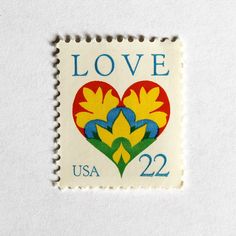 a postage stamp with the words love usa 22 on it's front and back