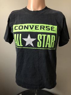 90s Style Green T-shirt With Logo Print, Converse Shirts Tees, Converse Tshirt, Casual T-shirt With Star Logo For Streetwear, Y2k Short Sleeve T-shirt With Star Print, Converse All Star 2000, Casual Short Sleeve T-shirt With Star Logo, Short Sleeve T-shirt With Star Logo For Streetwear, 90s Green T-shirt With Logo Print