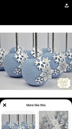 some blue and white snowflake cake pops