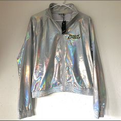 Brand New With Tag Rare Hard To Find Gorgeous Hologram Iridescent Bling Moto Jacket Coat Size Medium M From F21 High Sport Nyc Very Pretty In The Light/Sun. Perfect For Concerts, Fair, Festival, Rave, Etc. Price Is Going To Be Pretty Firm On This. A Must Have Item. Lightweight Jacket. Tags: Holographic Holo Dolls Kill Lisa Frank Hot Topic Unif Kill Stars Current Mood Nastygal Asos Free People Festival Fashion Nova Blackmilk Rage On Lazy Oaf Yru Revolve Missguided Iridescent Fitted Long Sleeve Outerwear, Trendy Iridescent Outerwear For Fall, Fitted Iridescent Outerwear For Fall, Trendy Iridescent Long Sleeve Outerwear, Iridescent Long Sleeve Outerwear For Spring, Spring Iridescent Long Sleeve Outerwear, Trendy Metallic Outerwear For Streetwear, Casual Iridescent Long Sleeve Outerwear, Metallic Long Sleeve Outerwear For Streetwear