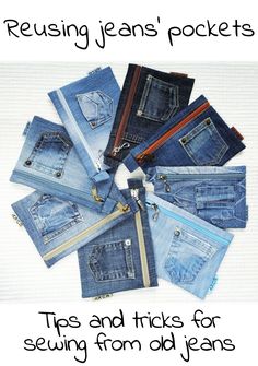 a pile of jeans with zippers on them and the words mother's day diy gifts