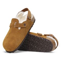 Tokio Shearling Suede Leather-Shearling Mink | BIRKENSTOCK Tokio Birkenstock, Birkenstock Tokio, Fall Wedges, Birkenstock London, Boys Sandals, Suede Fashion, Strap Wedge, Shoe Insoles, Girls Sandals