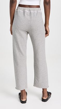 THE GREAT. The Wide Leg Cropped Sweatpants | Shopbop Cotton Straight Leg Loungewear Bottoms, Comfy Cotton Bottoms For Fall, Cozy Cotton Pants With Elastic Waistband, Cozy Cotton Bottoms For Fall, Cozy Cotton Bottoms For Lounging, Relaxed Cotton Loungewear Bottoms, Cotton Sweats With Ribbed Waistband And Straight Leg, Comfy Cotton Bottoms For Relaxation, Cozy Cotton Pants