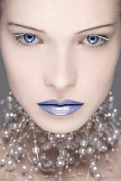 Snow Kiss, Kiss Lips, Metallic Lips, Blue Lips, Snow Princess, Ice Princess, Ice Queen, Fantasy Makeup, Editorial Makeup