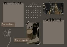 an image of a school calendar with flowers and candles