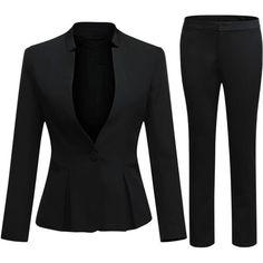 *Material: 97.6% Polyester And 2.4% Spandex; Lining: Polyester. Soft And Comfortable To Wear, Easy To Care, Good Drape *Design: Blazer-Standing Collar, One Button Closure, Long Sleeve, No Pocket, Perfectly Hug Your Waist With Its Peplum Design; Pants-Button And Zipper Closure, Flat Front Pants *Occasion: For Office, Work, Holiday, Dating, Home, Etc. Suitable For All Occasions. You Can Pair It With White Shirt And Any Pants. Different Match Gives You The Different Style *Washing: Machine Wash, Wa Fitted Single Button Suit For Office Lady, Single Breasted Fitted Sets For Workwear, Tailored Elastane Blazer, Fitted Single Breasted Sets For Workwear, Fitted Notch Lapel Office Lady Pantsuit, Fitted Notch Lapel Pantsuit For Office, Fitted Office Lady Pantsuit With Notch Lapel, Slim Fit Workwear Set With Single Button, Fitted Business Casual Pantsuit