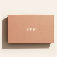 an empty box with the word aime written on it's front and side