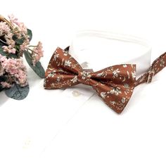 ■ Terracotta Bow tie, Wedding Floral Bow tie, Wedding Bow tie, Same matching, Groom Bow tie, Gift For Men  At our Etsy shop"uniqueminashop" we offer a wide range of handmade bow ties and neckties that are perfect for any occasion. Our bow ties are made with high-quality materials and come in a variety of colors, patterns, and styles to suit any taste. Our neckties are also made with care and attention to detail, and are sure to add a touch of class and sophistication to any outfit. So whether yo White Bow Tie Back Ties For Wedding, Gold Bow Ties For Wedding, Wedding Ties With Satin Bow Detail, Wedding Ties With Satin Bow, Adjustable Satin Bow Tie For Wedding, Gold Wedding Bow Ties, Standard Tie Bow With Ribbon For Wedding, Standard Tie Ribbon Bow For Wedding, Standard Tie Wedding Bow With Ribbon