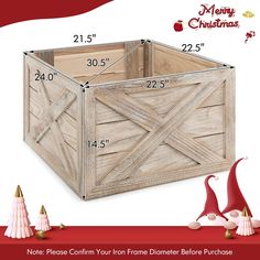 a wooden box with measurements for christmas decorations