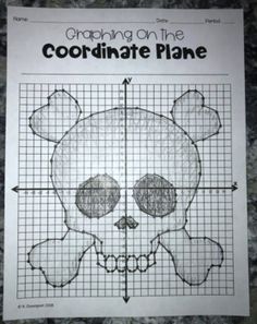 a paper with a drawing of a skull and crosswords on the coordinate plane