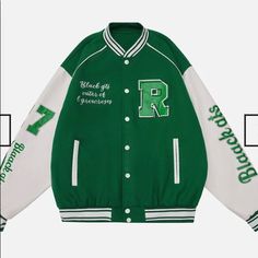 Medium Green And White Aelfric Eden Varsity Jacket. 90s Grunge Outfits, Hip Hop Fashion 90s, Luxury Jacket, Streetwear Jackets, Varsity Jackets, Street Wear Urban, Green Jacket, Jacket Sale, Grunge Fashion