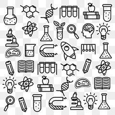 set of science and laboratory related icons in black and white stock photo edit now for more