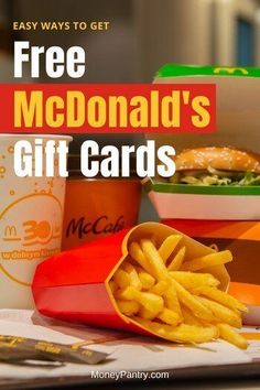 mcdonald's gift cards with fries and drinks