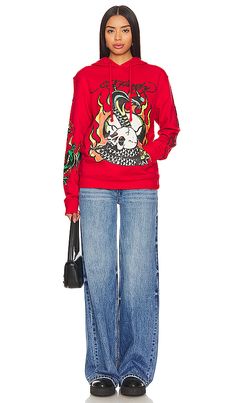 Find ED HARDY Flame Cobra Hoodie In Red on Editorialist. Ed Hardy Flame Cobra Hoodie in Red. - size L (also in XL/1X, XXL/2X) Ed Hardy Flame Cobra Hoodie in Red. - size L (also in XL/1X, XXL/2X) 55% cotton 45% polyester. Made in Pakistan. Machine wash. EDHA-MK5. EHM1300-56. Ed Hardy's vintage tattoo graphics were the most sought after body art of his time. Now Ed Hardy has lent his name (and vintage tattoo designs) to this awesome line of apparel. Vintage Tattoo Design, Vintage Tattoo, Body Art, Pakistan, Tattoo Designs, Top Brands, Cherry, Luxury Fashion