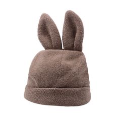 Draping Cute Bunny Ears Woolen Hat Outdoor Cap Cute Brown Brimmed Hat, Adjustable Brown Beanie Mini Hat, Cute Adjustable Brown Hats, Casual Adjustable Hat With Ears, Adjustable Beanie With Ears, Soft Girl Clothes, Woolen Hat, Outdoor Cap, Hat Women