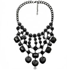 PRICES MAY VARY. Gothic and Elegance: If you love to bold or gravitate towards gorgeous black styles, this piece is perfect for you. You won’t get tired of the black Necklace, because it was made with everyday wear in mind. Dramatic and Shiny: Women black statement necklace give you a taste of retro glamour, sleek and minimalistic style, and make a chic addition to your jewelry box; Gorgeous art deco style design acrylic gems gothic necklace embellished with graceful collar complete any look; A Black Gothic Necklace For Evening, Gothic Black Necklace For Evening, Black Jeweled Choker Necklace, Black Costume Jewelry Necklaces With Jewels, Black Costume Jewelry Necklace With Jewels, Black Jewel Necklace For Party, Black Jeweled Necklace For Party, Party Necklace With Black Jewels, Elegant Black Necklace With Jewels