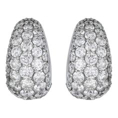 Approx. 5.80cts round Diamonds Earrings are set in 18K White Gold Luxury Formal Clip-on Huggie Earrings, Luxury Clip-on Huggie Earrings For Formal Occasions, Diamond White Clip-on Earrings For Formal Occasions, Dazzling Round Platinum Earrings, Luxury Round Huggie Earrings For Formal Occasions, White Round Clip-on Diamond Earrings, Fine Jewelry Round Diamond Clip-on Earrings, Fine Jewelry Round Clip-on Diamond Earrings, Round Clip-on Diamond Earrings Fine Jewelry