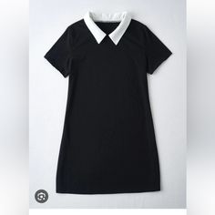 Plus Size Black And White Collared Shirt Dress. From Shein. Great Condition. Nwot. Size 2xl. Sold As Is. (Household With Pets) Casual Black Collared Mini Dress, Black Fitted Dress With Collared Neckline, Classic Black Collared Mini Dress, Classic Black Dress With Collared Neckline, Classic Black Short Sleeve Mini Dress, Classic Black Mini Dress With Short Sleeves, Classic Black Dress With Collar, Dress From Shein, White Collared Shirt