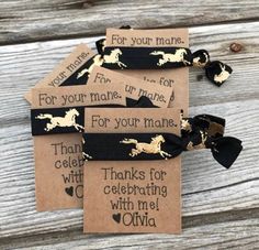 four small tags with horses on them and thank you for being loved by someone else