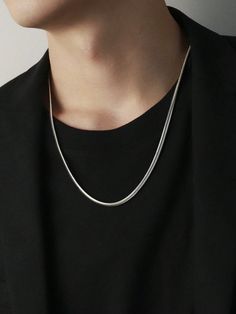 Plateado De moda,Minimalista Collar  Acero Inoxidable   Embellished Men Chain, Simple Retro, Necklace Simple, Men's Necklace, Simple Necklace, Men Fashion, Retro Fashion, Holiday Gifts, Length Sleeve