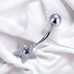 Super cute y2k 2000s silver diamond rhinestone star belly piercing ring bar.  Surgical steel  FREE STANDARD UK SHIPPING Belly Piercing 2000s, Star Belly Button Ring, Belly Button Piercing Aesthetic Y2k, Cheap Star Shaped Belly Rings As Gift, Silver Star Belly Rings, Belly Jewellery, Piercing Bar, Belly Piercing Ring, Belly Piercing Jewelry