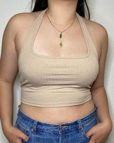 ribbed halter square neck crop top model wearing size medium Square Neck Halter Top, Square Neck Crop Top Outfit, Halter Tops Outfit, Kawaii Cosplay, Crop Top Outfits, Neck Crop Top, Top Model, Halter Top, Square Neck