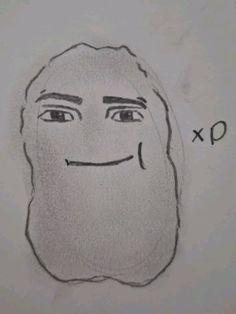 a drawing of a person's face with the words xp on it and an emoticive expression