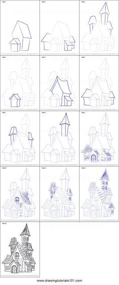 the steps in how to draw houses