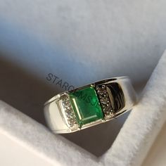 Buyer Must BE Reads All  Details About The Product . Material 925 Sterling Silver . Band Color  Silver . Gemstone Natural Emerald . Gemstone Colour Green . Gemstone Size  . Gemstone Shape Cushion . Cut Grade Faceted . Birthstone  May  . Style  Art Deco . Ring  Mens And Boys Polished Emerald Ring For Wedding, Silver Emerald Birthstone Ring With Accent Stones, Silver Emerald Cut Anniversary Emerald Ring, Anniversary White Gold Emerald Open Ring, Silver Emerald Ring With Accent Stones For Formal Occasions, Silver Emerald Ring With Accent Stones For Formal Events, Emerald Signet Ring For Anniversary, Polished Open Emerald Ring For Wedding, Silver Emerald Cut Rings Sterling Silver