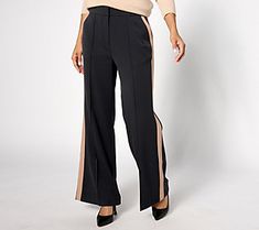 Studio Park x Kerstin Lindquist Regular Wide Leg Trouser - QVC.com Chic Relaxed Fit Wide Leg Pants For Winter, Chic Wide Leg Pants For Business Casual In Winter, Trendy Formal Wide Leg Pants For Fall, Chic Wide Leg Pants For Winter, Trendy Wide Leg Pants For Fall Formal Events, Trendy Wide Leg Pants For Fall Formal Occasions, Trendy Formal Winter Bottoms, Elegant Wide-leg Pull-on Pants, Fitted Wide Leg Pull-on Dress Pants